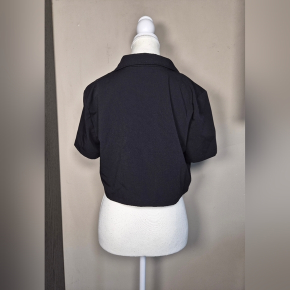 Sunday Best Womens Medium ButtonUp Collard Cropped Blouse Shirt Top Like New - Picture 5 of 9